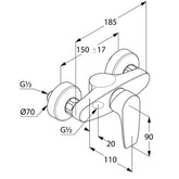 KLUDI "Pure & Solid" Brause-Einhebelmischer (chrom)